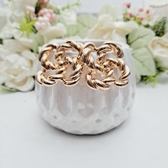 Gold hoop statement earrings Chunky thick knot twist wedding formal NEW 💖2/$30 - Picture 5 of 16